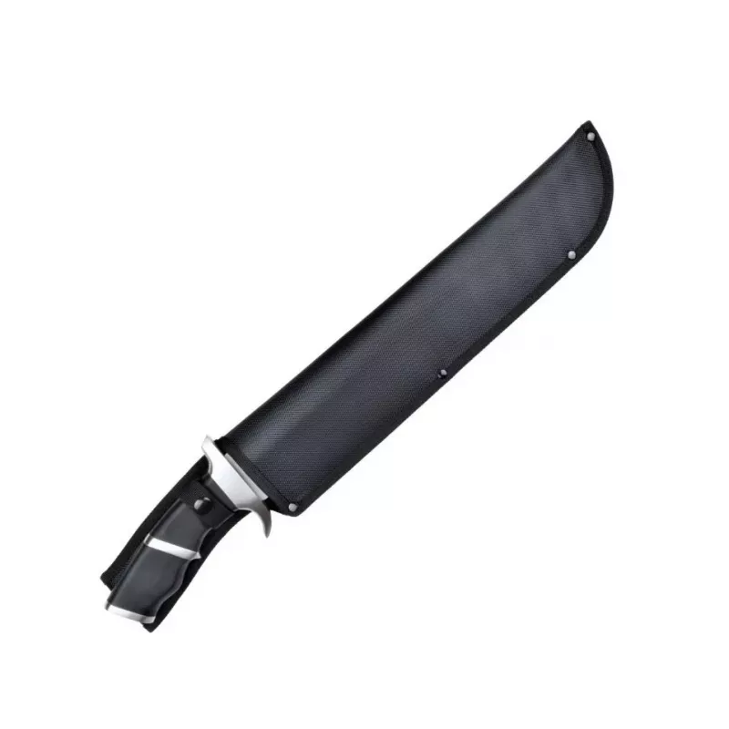Išgyvenimo peilis cinema classic CC-PDT — nerūdijančio plieno ašmenys 375 mm, bendras ilgis 525 mm, nerūdijančio plieno rankena, juodas plastikinis makštis, 1 kg