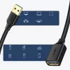 Ugreen USB 3.0 ilginimo laidas (motina) į USB 3.0 (tėvas) 2m (juodas)