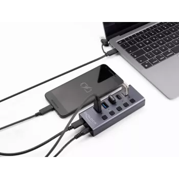 USB šakotuvas Delock 64248 5 Gbps 2x Type-A 2x Type-C 1 greitojo įkrovimo prievadas