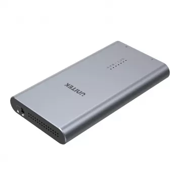 SSD dėklas Unitek S1206A 2× M.2 NVMe PCIe Gen3 x4, USB 3.2 Gen 2 (10 Gbit/s), aliuminis, USB-C, su maitinimo šaltiniu