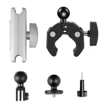 PULUZ motociklo laikiklis sportinėms kameroms (DJI, GoPro, Insta360) (juodas)