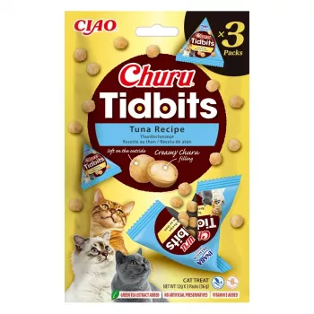 Šlapias skanėstas katėms INABA Cat Churu Tidbits tuno receptūra — 3 x 12 g paketėliai