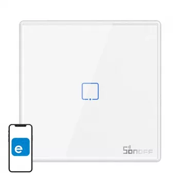 Sonoff T2EU1C-RF belaidis 433 MHz valdiklis / šviesos jungiklis, baltas plastikinis, montavimas ant sienos