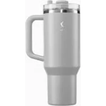 Termopuodis Lurch Big Cup Jura Grey 1,2 L dvigubos sienelės vakuuminis nerūdijantis plienas, šiaudelis, 12 h šilumos išlaikymas