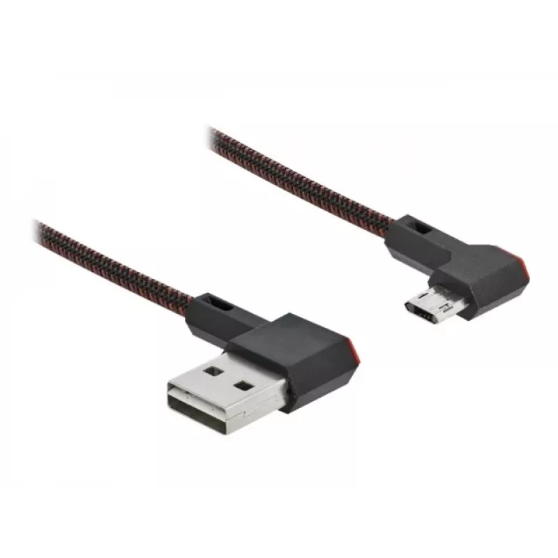 USB kabelis DeLOCK EASY-USB 2.0 Type-A (vyriškas) į Micro-B (vyriškas) kampuotas 0,2 m juodas