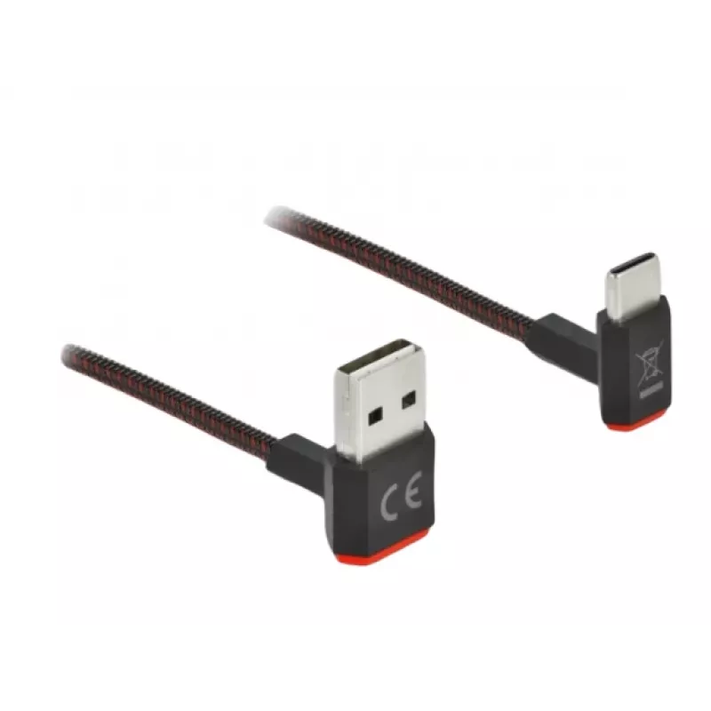 USB laidas DeLOCK EASY-USB 2.0 Type-A kištukas į Type-C kištuką kampuotas 0,2 m juodas