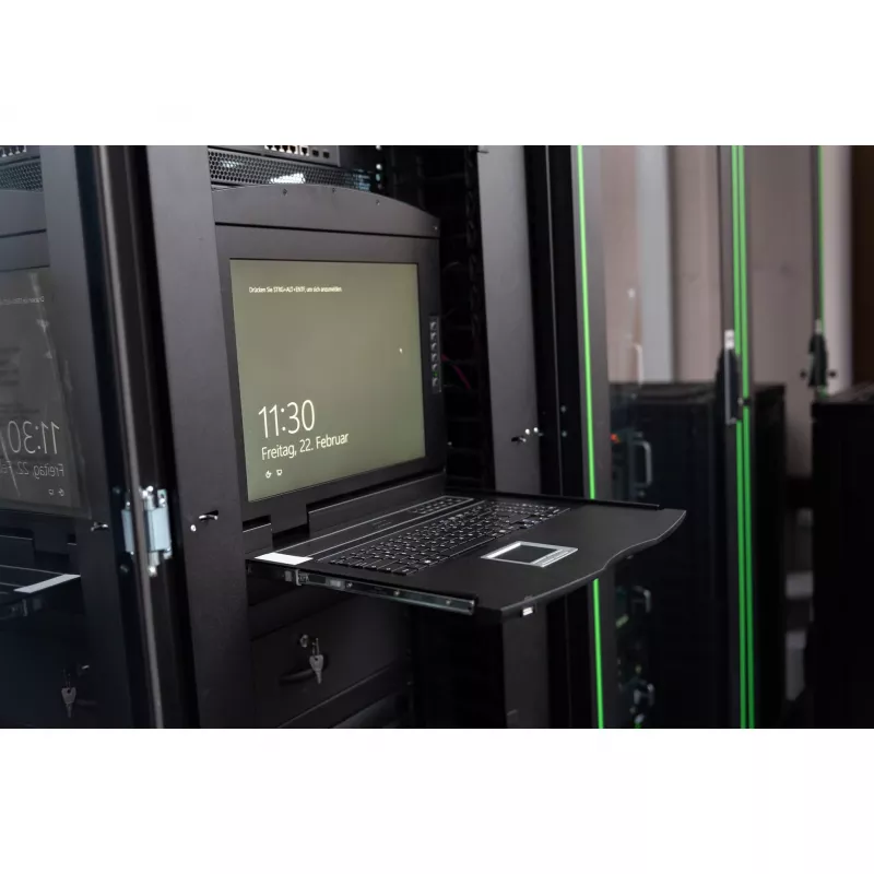 KVM konsolė Digitus 19 colių HD LCD 16 prievadų VGA vokiška klaviatūra
