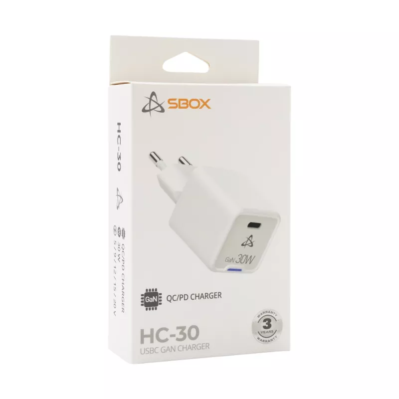 SBOX Home Charger HC-30 30W GaN USB Type-C greitasis įkroviklis