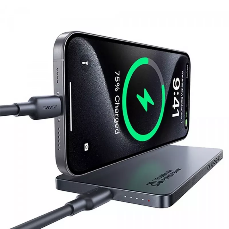 PowerBank 5000mAh 20W belaidis įkroviklis MagSafe titanas