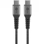Goobay 49301 USB-C–USB-C laidas tekstiliniu apvalkalu ir metaliniais kištukais, 0,5 m, kosminė pilka/sidabrinė