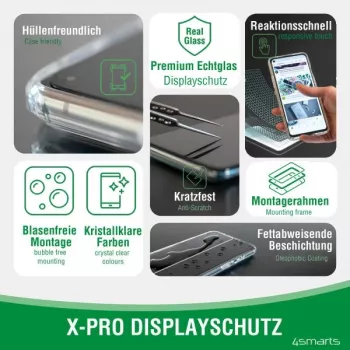 4smarts Second Glass X-Pro Full Cover apsauginis stiklas iPhone 16e, 14, 13, 13 Pro