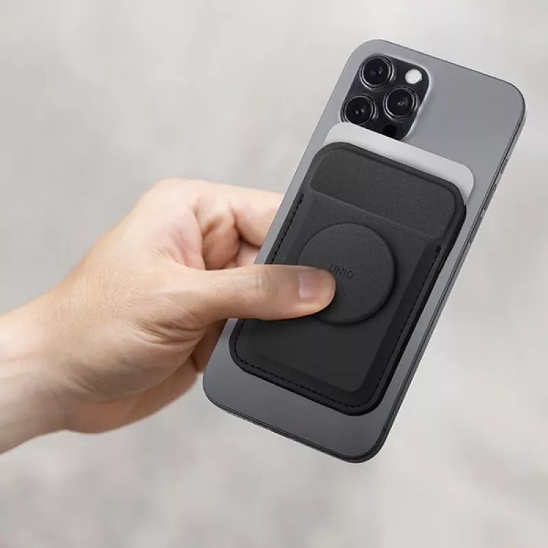 Magnetinė kortelių piniginė UniQ Flixa su MagSafe, juoda (jet black)