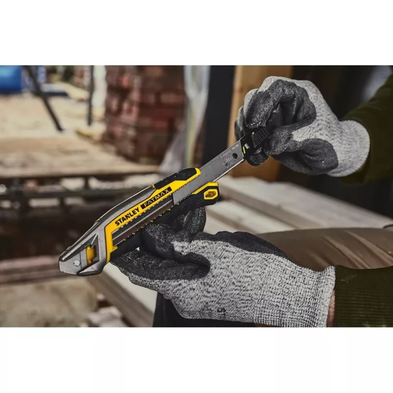 Pjovimo peilis Stanley FATMAX FMHT10594-0 juodas nerūdijantis plienas geltonas 18 mm plotis 165 mm ilgis