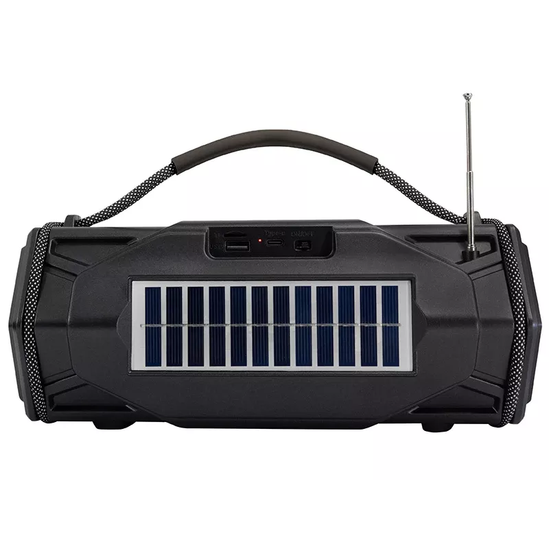 Tracer Explorer TRAGLO47616 nešiojamoji Bluetooth kolonėlė, TWS, Bluetooth 5.3, 15 W RMS, FM radijas, žibintas, saulės elementas, 1800 mAh maitinimo bankas, microSD, juoda