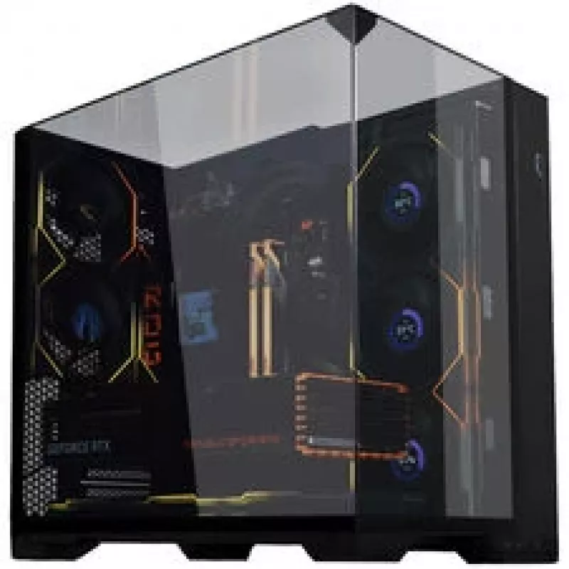 Lian Li O11 Vision Compact PC korpuso komplektas + 3x UNI FAN SL-INF 120 Reverse Blade ventiliatorius - juodas