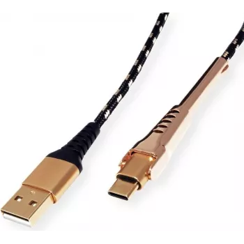 ROLINE 11.02.8920 USB kabelis 1 m USB 2.0 USB A USB C juodas - auksinis (11.02.8920)