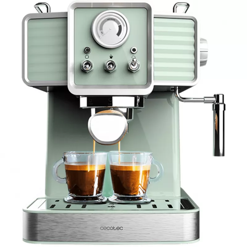 Cecotec 1576 Power Espresso 20 Tradizionale Light espresso kavos aparatas, 20 bar, 1350 W, 1,5 l, šviesiai žalios spalvos