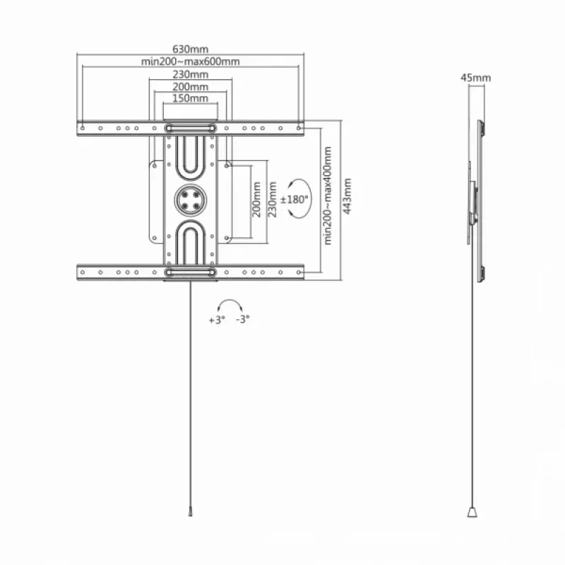 Sbox PLB-1246F Fiksuotas plokščiaekranis LED TV laikiklis 37-70 col., 50 kg