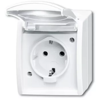 Kištukinis lizdas Busch-Jaeger 2083-0-0834 CEE 7/3 2P+E 250V 16A IP44 Baltas