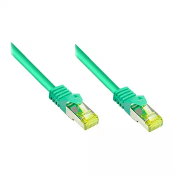RJ45 jungiamasis laidas su Cat.7 neapdorotu kabeliu ir užrakto apsauga (RNS®), S/FTP, PiMF, halogenų neturintis, 600MHz, OFC, Žalias, 3m, Good Connections® (8070R-030G)