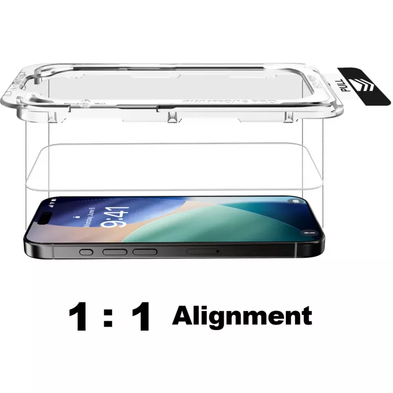NEVOGLASS, apsauginis stiklas skaidrus, iPhone 17 Air, su Easy App
