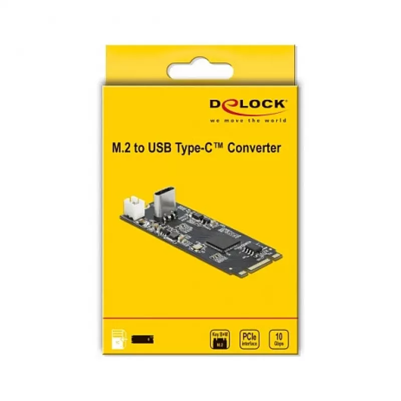 Konverteris M.2 Key B+M (vyriškas) į USB Type-C (moterišką), DeLOCK, 63174