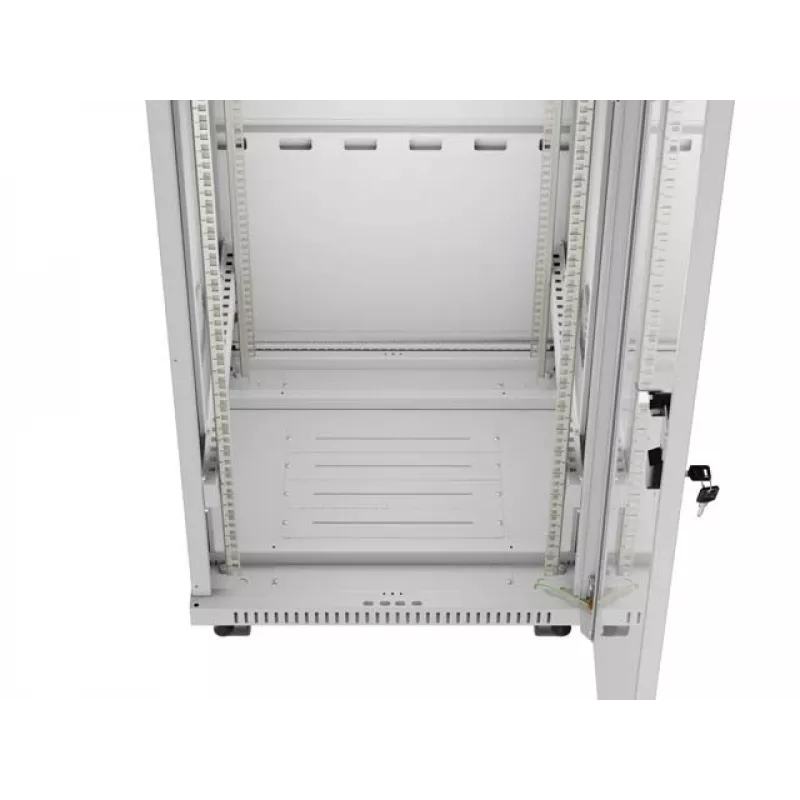 19 colių 42U LANBERG stovimas serverio stovas 600×600 mm pilkas su stiklinėmis durelėmis ir LCD (Flat Pack)