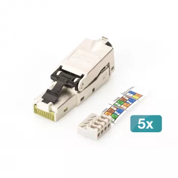DIGITUS CAT 6A lauko jungiamasis kištukas STP 5 vnt. RJ-45 vyriškas sidabrinis