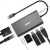 UNITEK uHUB O8+ 8-in-1 USB-C stotelė, pilka, aliuminis, 100W PD