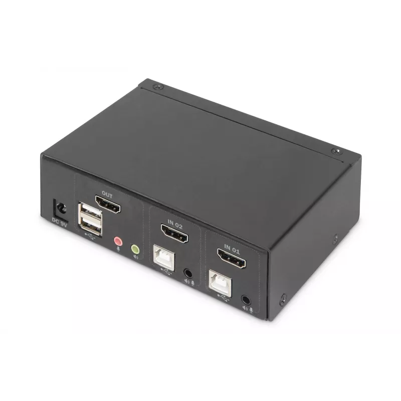 KVM jungiklis Digitus 2 prievadų vieno ekrano 4K HDMI