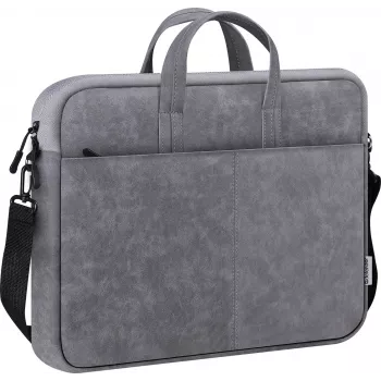 Toploader krepšys DEFENDER Solid 15.6 inch nešiojamam kompiuteriui, poliuretanas, pilka, nešimo rankena, nuimamas peties diržas