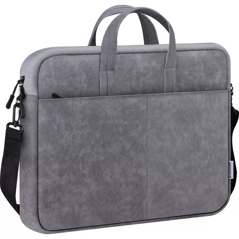 Toploader krepšys DEFENDER Solid 15.6 inch nešiojamam kompiuteriui, poliuretanas, pilka, nešimo rankena, nuimamas peties diržas