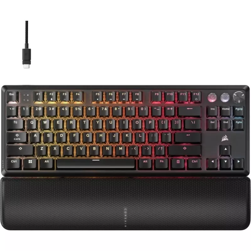 Mechaninė klaviatūra CORSAIR K70 PRO TKL — RGB apšvietimas, kompaktiškas išdėstymas