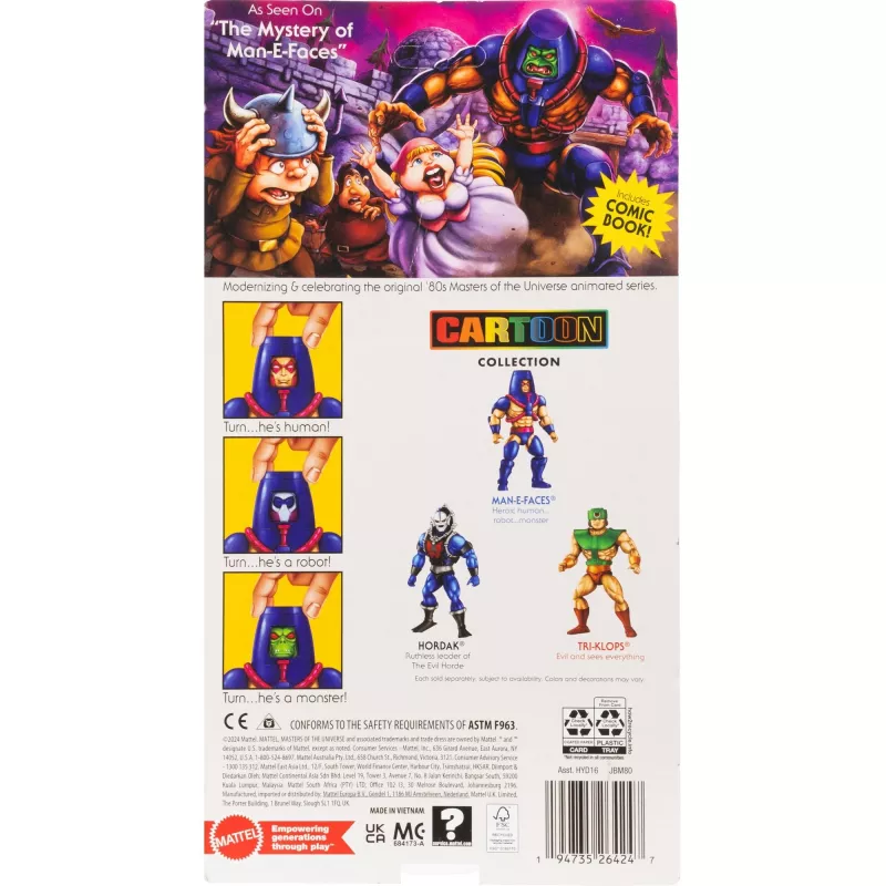 Veiksmo figūrėlė MATTEL M.O.T.U. Origins Man-E-Faces JBM80, kolekcinis pozicionuojamas personažas