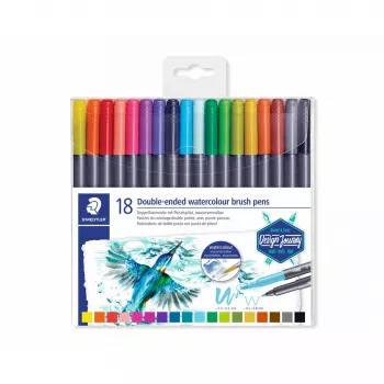 Staedtler 3001 flomasteriai plonas/storas antgalis, įvairiaspalviai, 18 vnt.