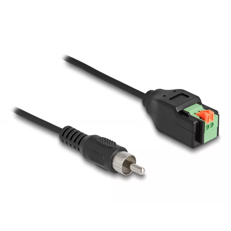 DeLOCK RCA kištukinis laidas į gnybtų bloką su mygtuku 15 cm