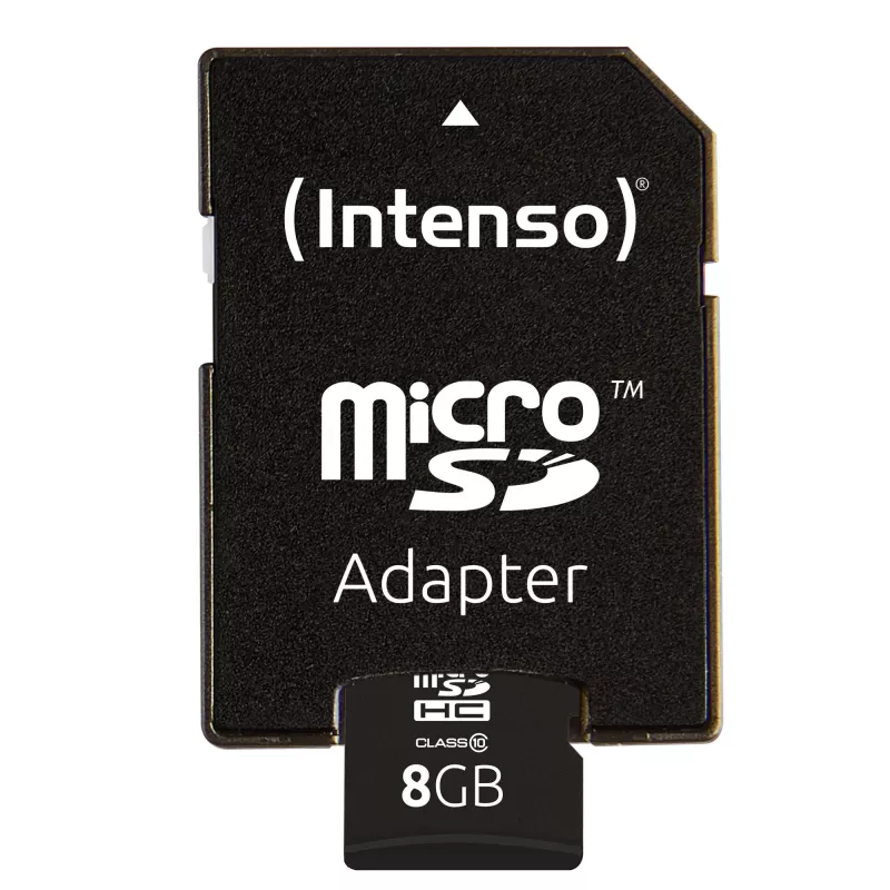 INTENSO 3413460 atminties kortelė Micro SDHC 8GB, klasė 10 su adapteriu