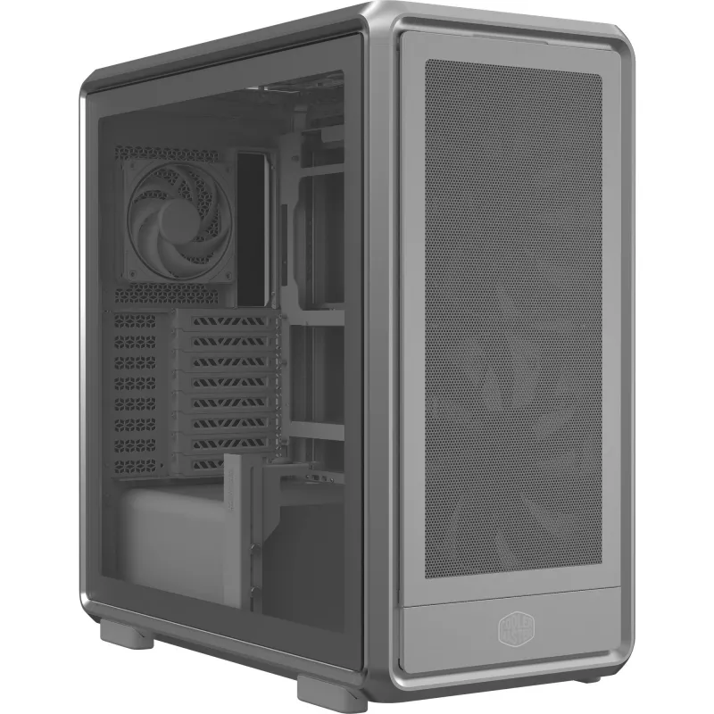 PC Midi Tower Cooler Master MasterFrame 600 Mesh sidabrinis – ATX/EATX, priekyje 2×200mm, 2.5 colio/3.5 colio diskai