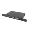 Nevaldomas komutatorius LANBERG RSFE-16P-2C-150 — 18 prievadų Gigabit, 16 PoE+/2 SFP, 150 W bendra galia, 1U stovas, metalinis, juodas