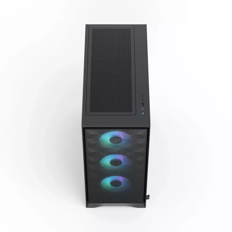 Korpusas Fractal Design Pop 2 Air Black TG RGB Midi Tower — ATX/Micro-ATX/Mini-ITX, 3x120mm priekyje, 1x120mm gale, 2.5 colio + 3.5 colio vietos