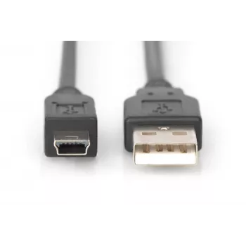 ASM AK-300108-018-S ASSMANN Laidas USB 2.0 HighSpeed Canon Tip USB A / miniUSB B (5 kontaktų) kištukas 1,8m