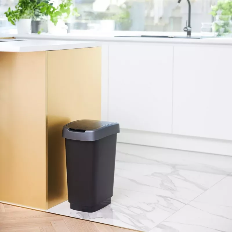 Rotho Twist 25 L stačiakampis polipropileninis šiukšlių konteineris — 25 L, 476×333×252 mm, juodas