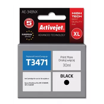 Activejet AE-34BNX rašalo kasetė (Epson 34XL T3471 pakaitalas; Supreme; 30 ml; juoda)