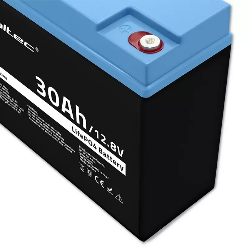 Įkraunama LiFePO4 baterija QOLTEC 12,8V 30Ah 384Wh su BMS