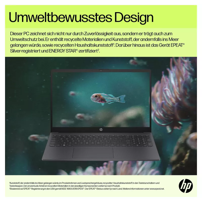 HP 15-fd0611ng nešiojamas kompiuteris 39,6 cm (15,6 inch) 1920x1080 - Intel N100 - 128GB Flash - HDMI/USB-C - Windows 11 Home - sidabrinis (B94ZNEA)