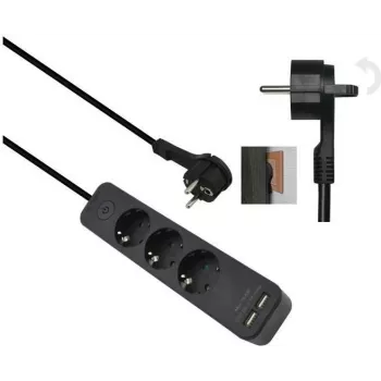 Ilgintuvas helos ADVANCED 5 lizdų su USB įkrovikliu, juodas, 1,5 m laidas