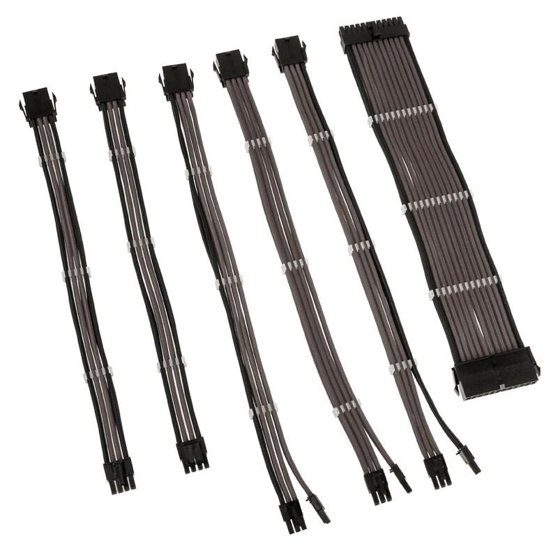 Prailginimo rinkinys Kolink Core Adept — pintas PET apvalkalas, 6 dalių, 20+4pin, 8pin, 4+4pin, 3×6+2pin (300–350 mm)