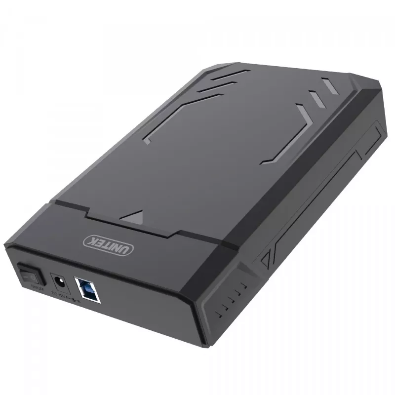 Išorinis HDD/SSD dėklas Unitek Y-3035 – 2.5/3.5 colio SATA, USB 3.2 Gen 1 (USB Type-B), 6 Gbit/s, juodas, su maitinimo adapteriu