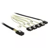 Vidinis Mini SAS į 4×SATA kabelis DELOCK 0.5 m — Mini SAS SFF-8087 į 4×SATA 7p, juoda/sidabrinė/geltona