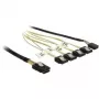Vidinis Mini SAS į 4×SATA kabelis DELOCK 0.5 m — Mini SAS SFF-8087 į 4×SATA 7p, juoda/sidabrinė/geltona
